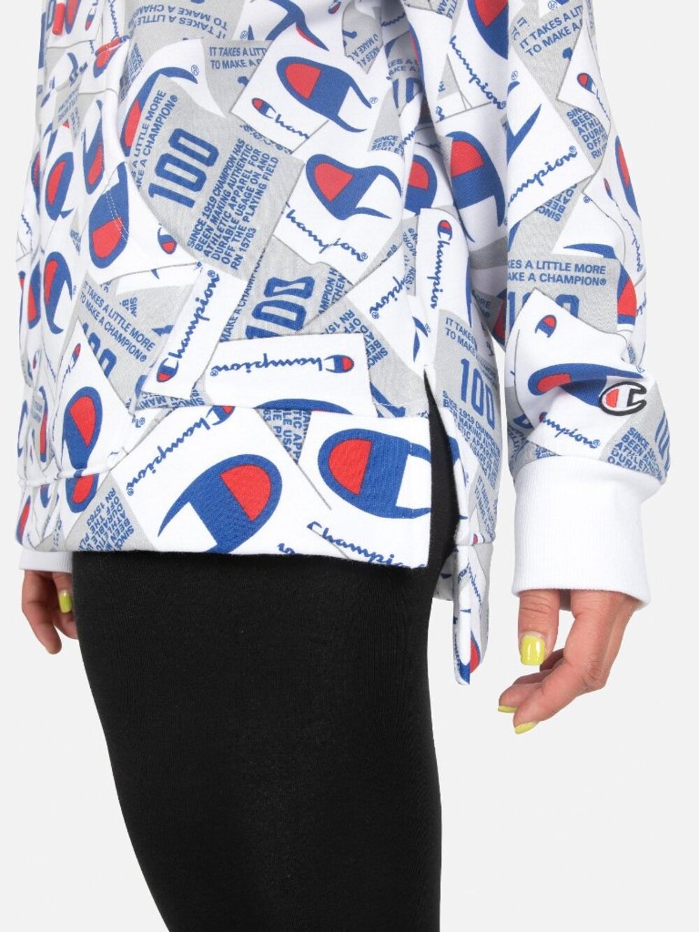 Champion 100 Years All Over Print Logo Hoodie Medium - Picture 9 of 9